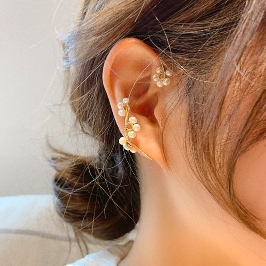 Pearl Floral Vintage Ear Cuff Earrings